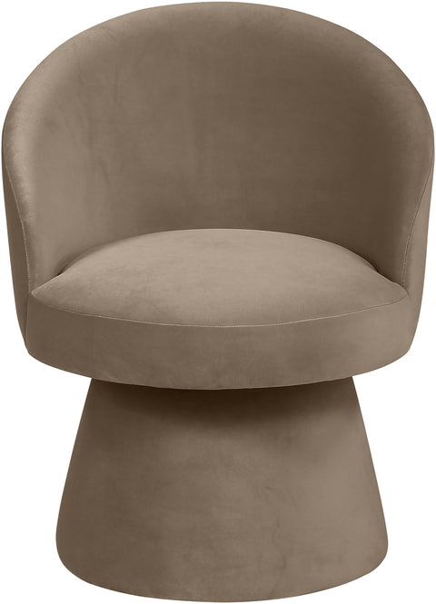 Marlow Taupe Velvet Performance Fabric Upholstered Swivel Dining Chair, 1 Piece