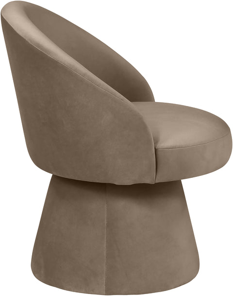 Marlow Taupe Velvet Performance Fabric Upholstered Swivel Dining Chair, 1 Piece