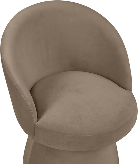 Marlow Taupe Velvet Performance Fabric Upholstered Swivel Dining Chair, 1 Piece