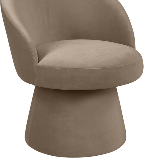 Marlow Taupe Velvet Performance Fabric Upholstered Swivel Dining Chair, 1 Piece