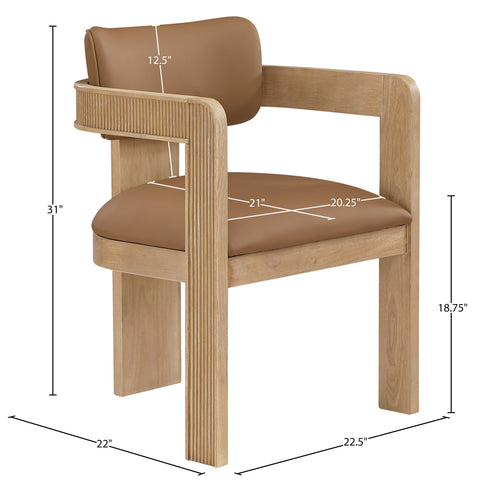 Amara Cognac Vegan Leather Upholstered Dining Chair, 2-Piece