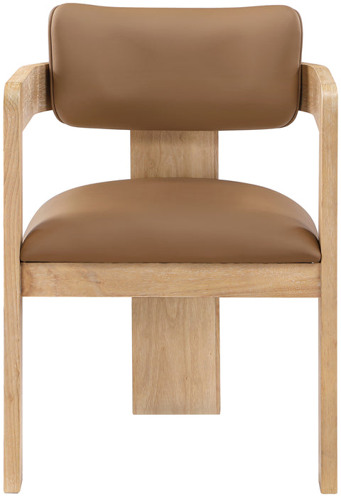 Amara Cognac Vegan Leather Upholstered Dining Chair, 2-Piece