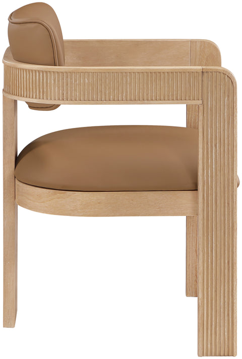 Amara Cognac Vegan Leather Upholstered Dining Chair, 2-Piece
