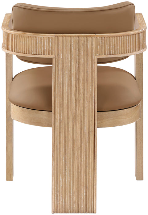 Amara Cognac Vegan Leather Upholstered Dining Chair, 2-Piece