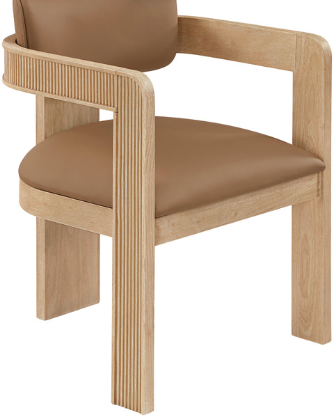 Amara Cognac Vegan Leather Upholstered Dining Chair, 2-Piece
