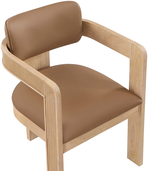 Amara Cognac Vegan Leather Upholstered Dining Chair, 2-Piece