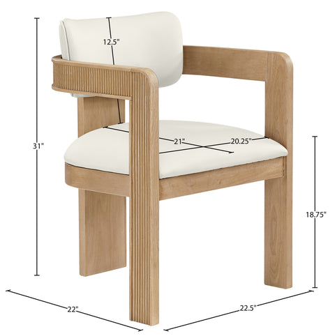 Amara Cream Vegan Leather Upholstered Dining Chair, 2-Piece