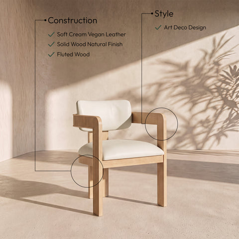 Amara Cream Vegan Leather Upholstered Dining Chair, 2-Piece
