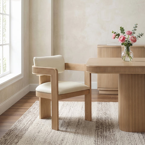 Amara Cream Vegan Leather Upholstered Dining Chair, 2-Piece