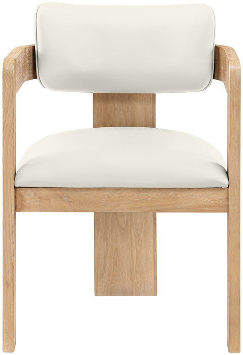 Amara Cream Vegan Leather Upholstered Dining Chair, 2-Piece
