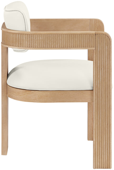 Amara Cream Vegan Leather Upholstered Dining Chair, 2-Piece