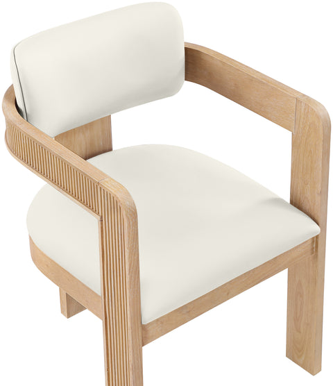 Amara Cream Vegan Leather Upholstered Dining Chair, 2-Piece