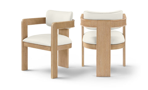 Amara Cream Vegan Leather Upholstered Dining Chair, 2-Piece