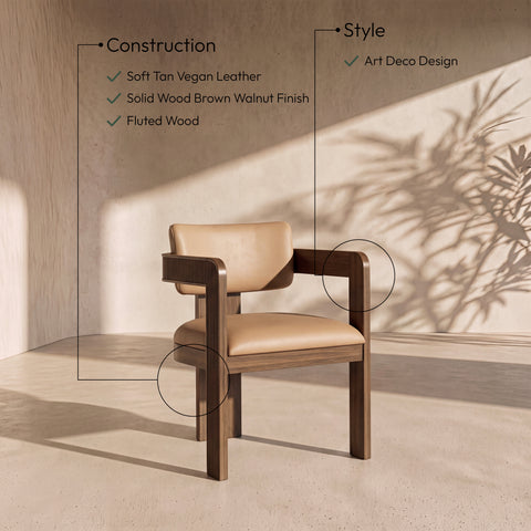 Amara Tan Vegan Leather Upholstered Dining Chair, 2-Piece (Style 2)