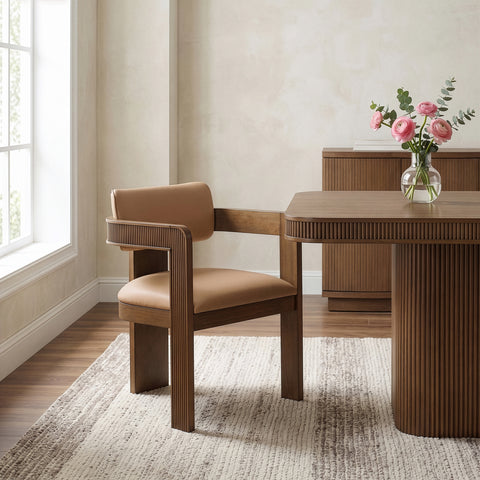 Amara Tan Vegan Leather Upholstered Dining Chair, 2-Piece (Style 2)
