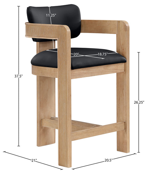 Amara Black Vegan Leather Upholstered Counter Stool, 1 Piece