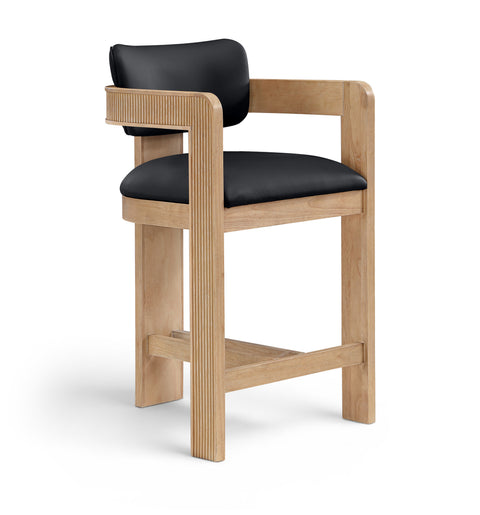 Amara Black Vegan Leather Upholstered Counter Stool, 1 Piece