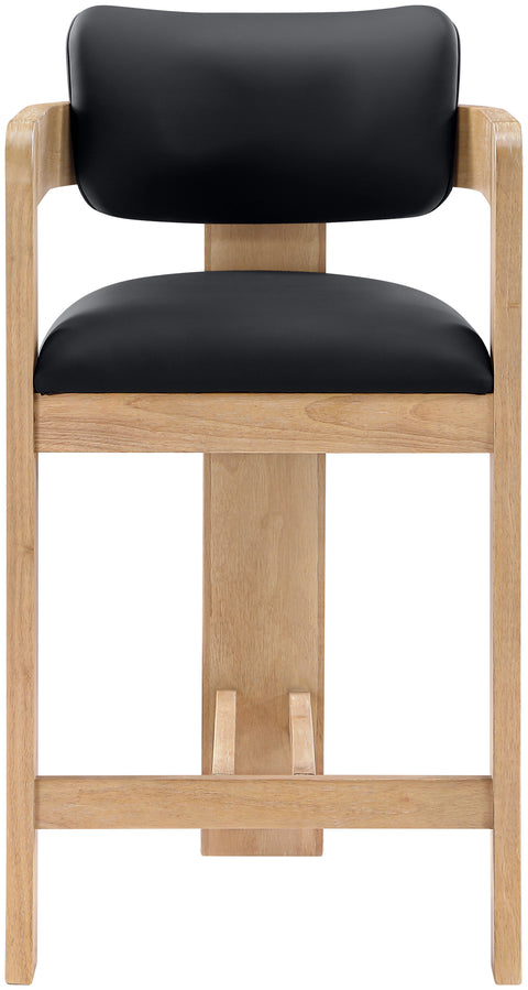 Amara Black Vegan Leather Upholstered Counter Stool, 1 Piece
