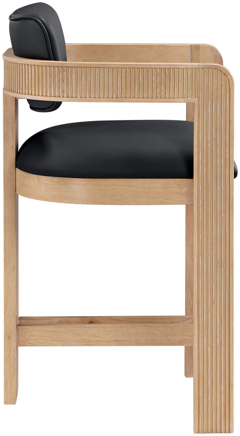Amara Black Vegan Leather Upholstered Counter Stool, 1 Piece