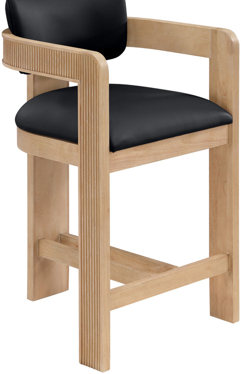 Amara Black Vegan Leather Upholstered Counter Stool, 1 Piece