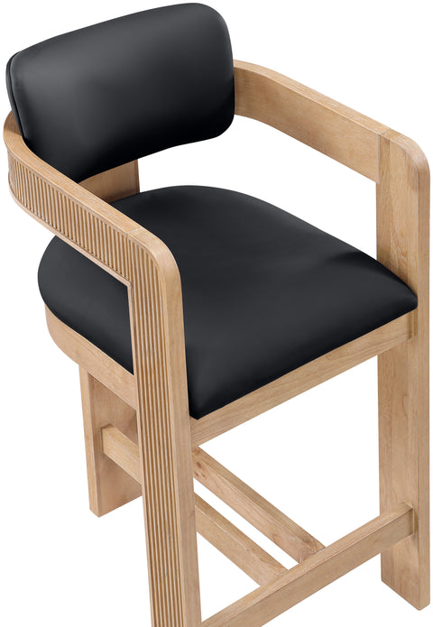 Amara Black Vegan Leather Upholstered Counter Stool, 1 Piece
