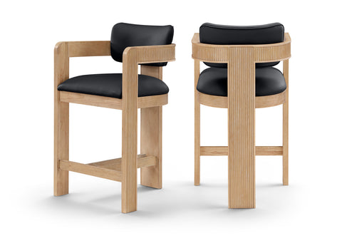 Amara Black Vegan Leather Upholstered Counter Stool, 1 Piece