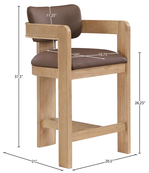 Amara Brown Vegan Leather Upholstered Counter Stool, 1 Piece