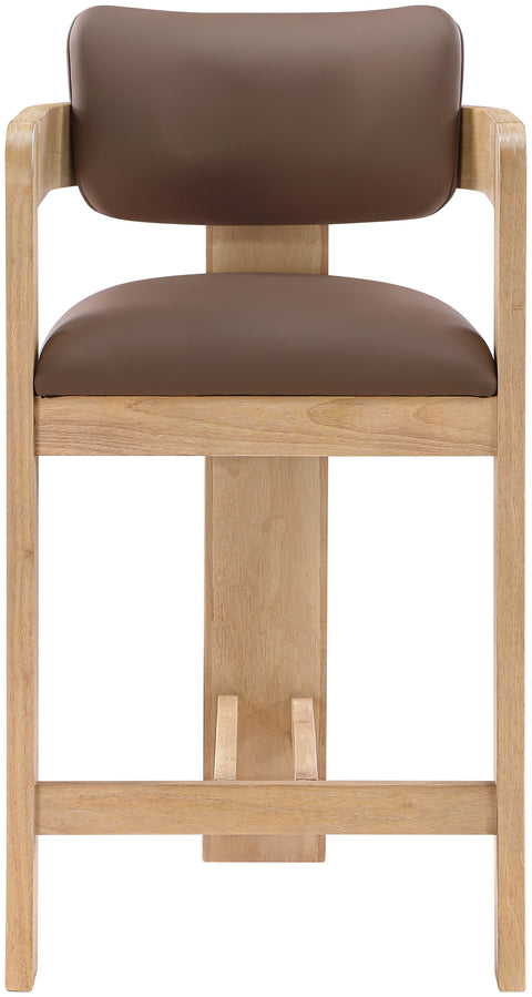 Amara Brown Vegan Leather Upholstered Counter Stool, 1 Piece