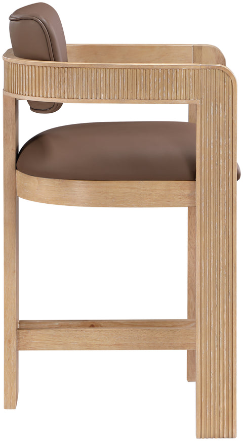 Amara Brown Vegan Leather Upholstered Counter Stool, 1 Piece