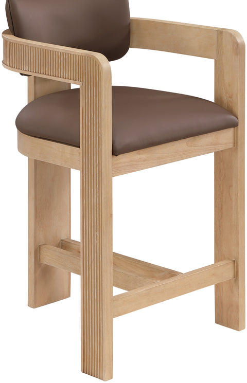 Amara Brown Vegan Leather Upholstered Counter Stool, 1 Piece