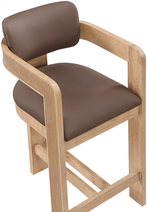 Amara Brown Vegan Leather Upholstered Counter Stool, 1 Piece
