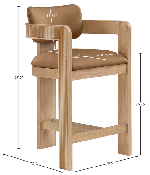 Amara Cognac Vegan Leather Upholstered Counter Stool, 1 Piece