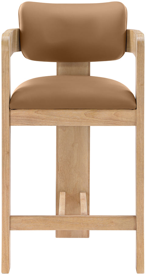 Amara Cognac Vegan Leather Upholstered Counter Stool, 1 Piece