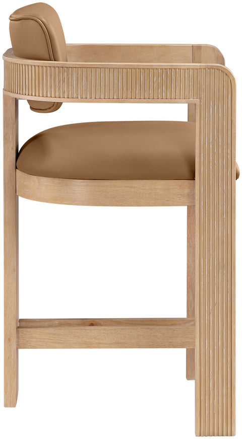 Amara Cognac Vegan Leather Upholstered Counter Stool, 1 Piece