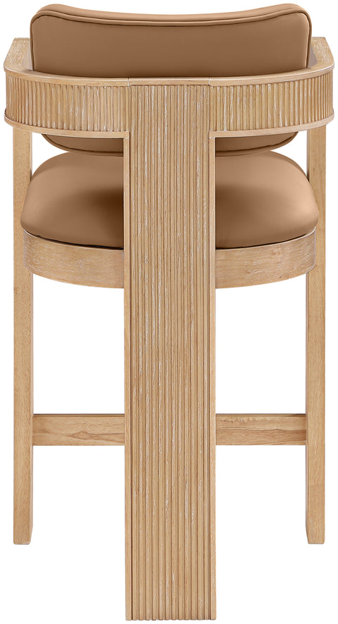 Amara Cognac Vegan Leather Upholstered Counter Stool, 1 Piece