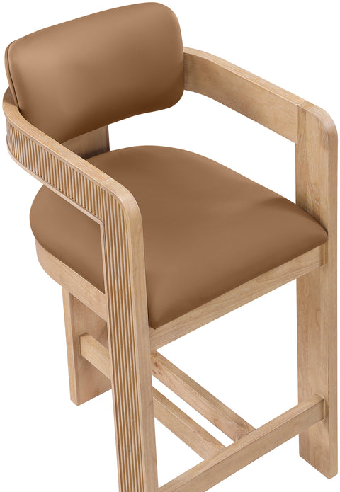 Amara Cognac Vegan Leather Upholstered Counter Stool, 1 Piece