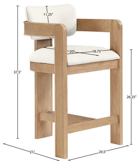 Amara Cream Vegan Leather Upholstered Counter Stool, 1 Piece