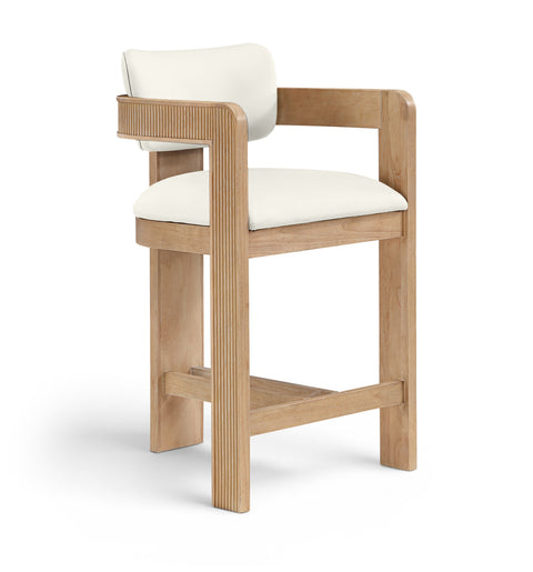 Amara Cream Vegan Leather Upholstered Counter Stool, 1 Piece