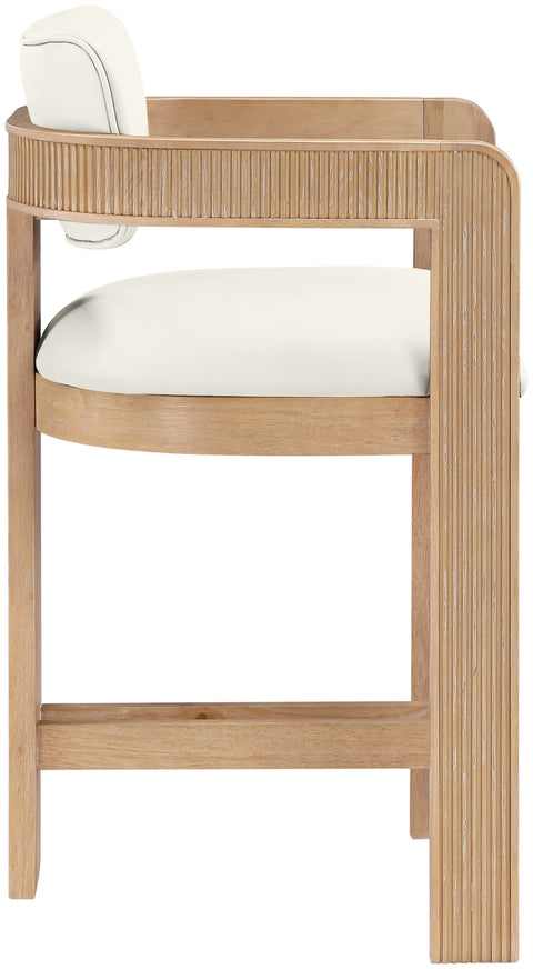 Amara Cream Vegan Leather Upholstered Counter Stool, 1 Piece