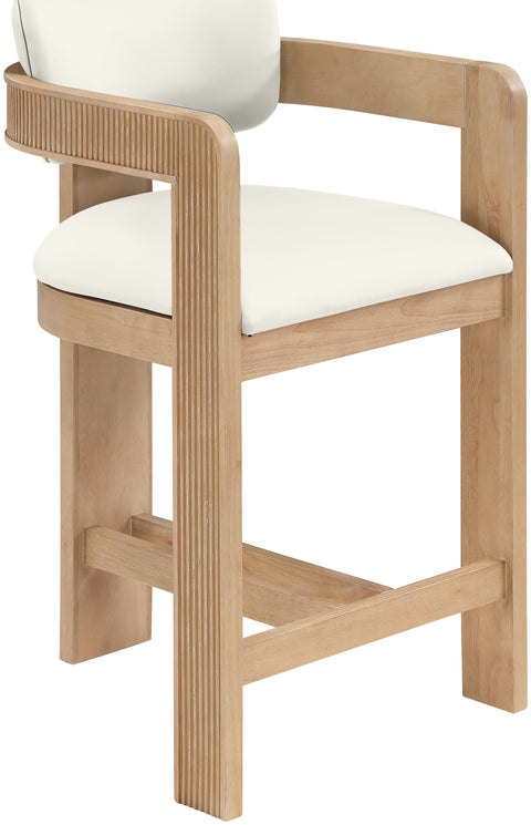Amara Cream Vegan Leather Upholstered Counter Stool, 1 Piece