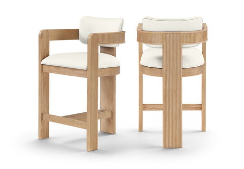 Amara Cream Vegan Leather Upholstered Counter Stool, 1 Piece