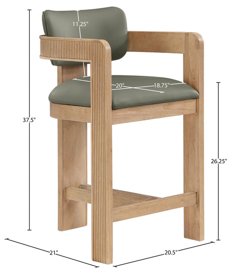 Amara Olive Vegan Leather Upholstered Counter Stool, 1 Piece