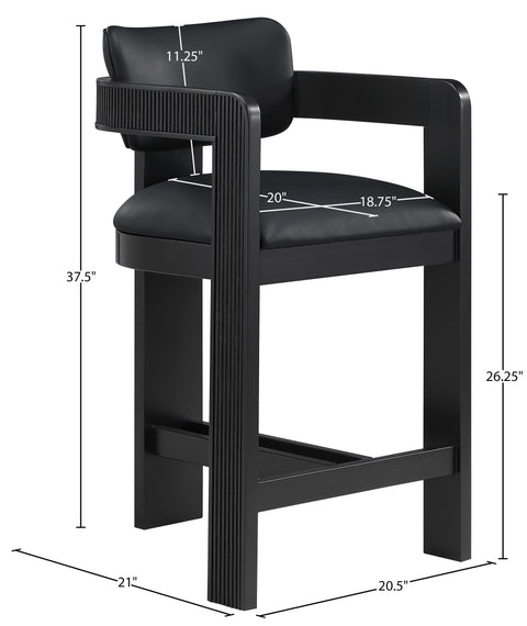 Amara Black Vegan Leather Upholstered Counter Stool, 1 Piece (Style 2)