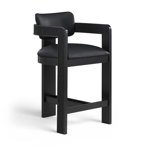 Amara Black Vegan Leather Upholstered Counter Stool, 1 Piece (Style 2)