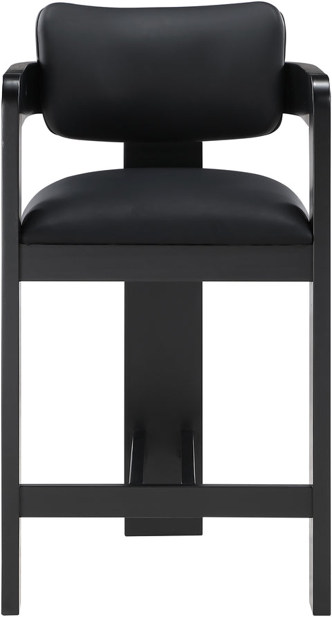 Amara Black Vegan Leather Upholstered Counter Stool, 1 Piece (Style 2)