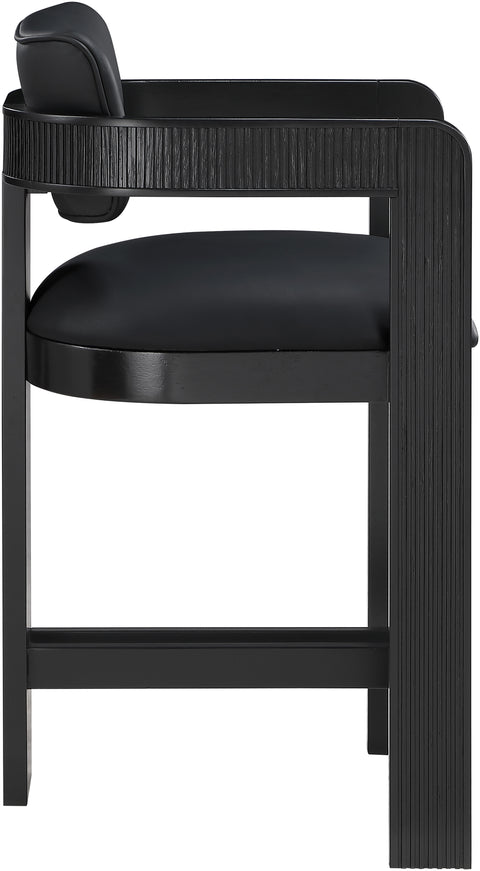Amara Black Vegan Leather Upholstered Counter Stool, 1 Piece (Style 2)