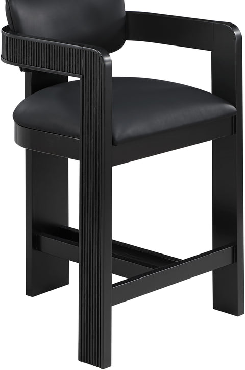 Amara Black Vegan Leather Upholstered Counter Stool, 1 Piece (Style 2)