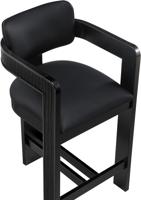 Amara Black Vegan Leather Upholstered Counter Stool, 1 Piece (Style 2)