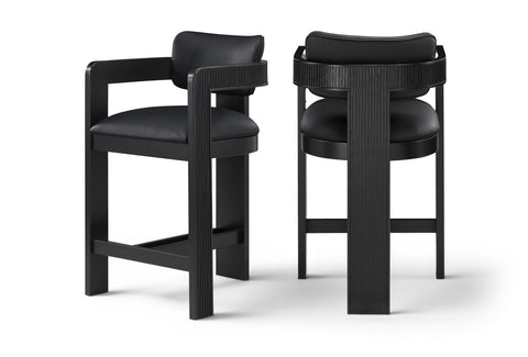 Amara Black Vegan Leather Upholstered Counter Stool, 1 Piece (Style 2)