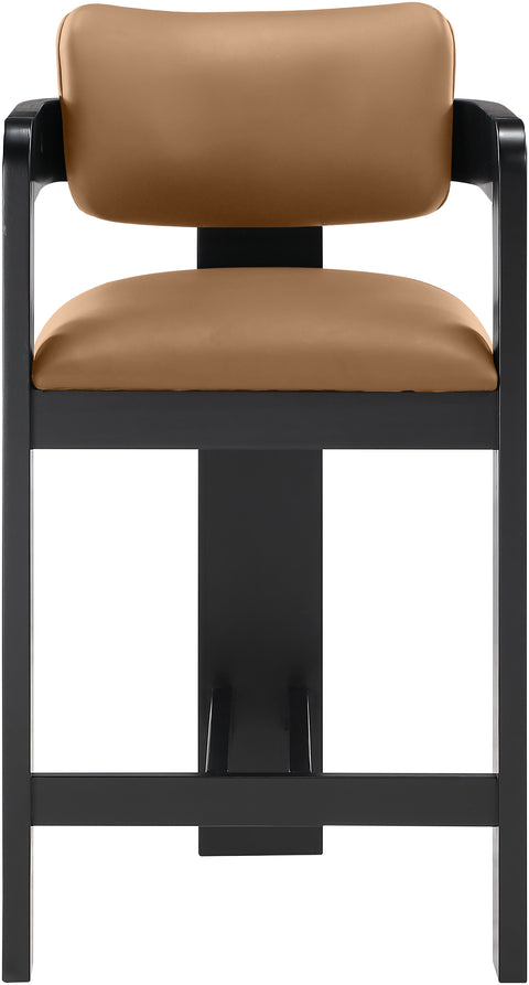 Amara Cognac Vegan Leather Upholstered Counter Stool, 1 Piece (Style 2)